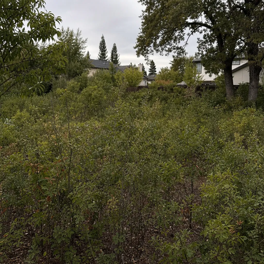Open ground turning into a tangle of young volunteer saplings and small trees