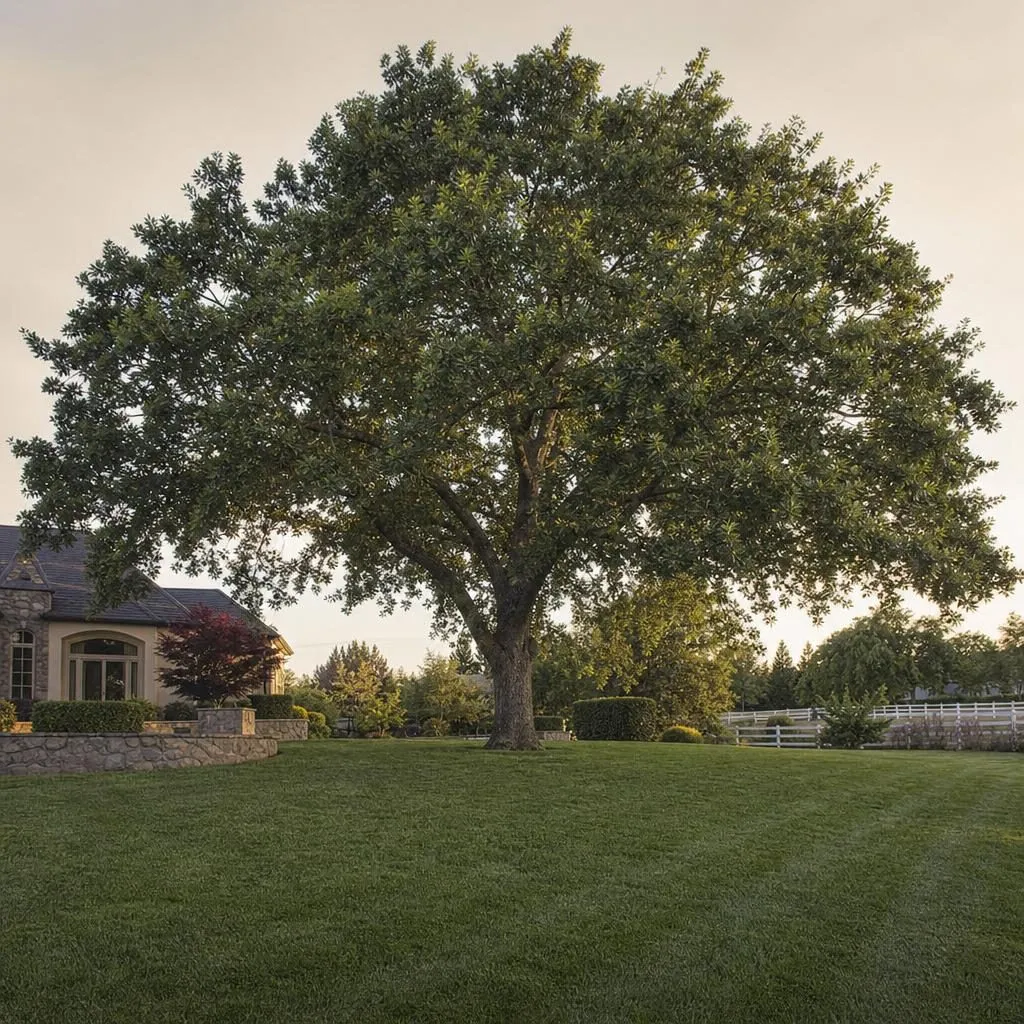 A large protected valley oak with a full green canopy on a Granite Bay property